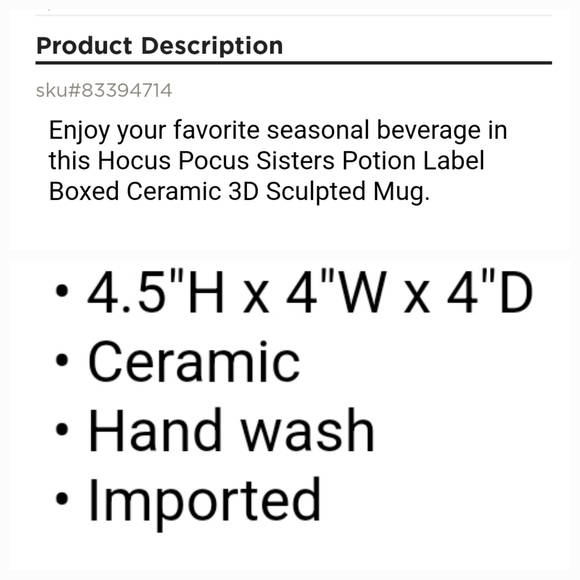 NEW Boxed Hocus Pocus Sculpted Cauldron MUG - Picture 12 of 12